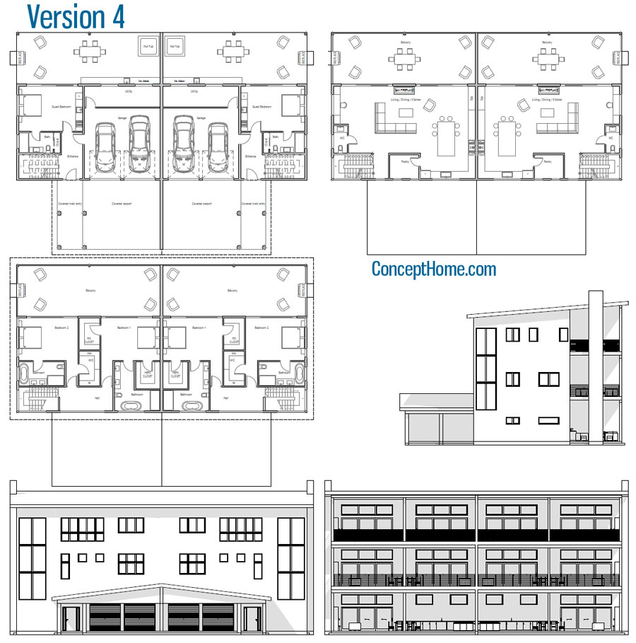 house design duplex-house-plan-ch412d 34