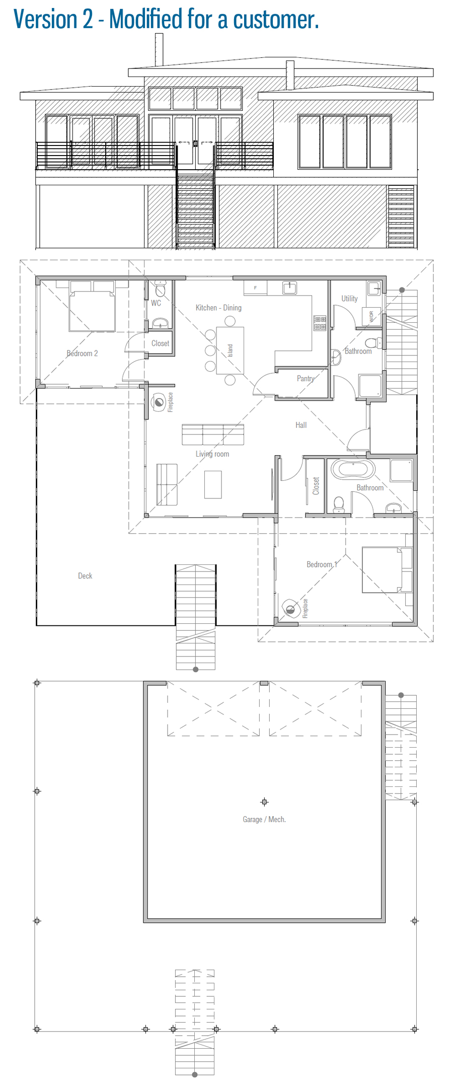 Small house plan with two bedrooms. House Plan