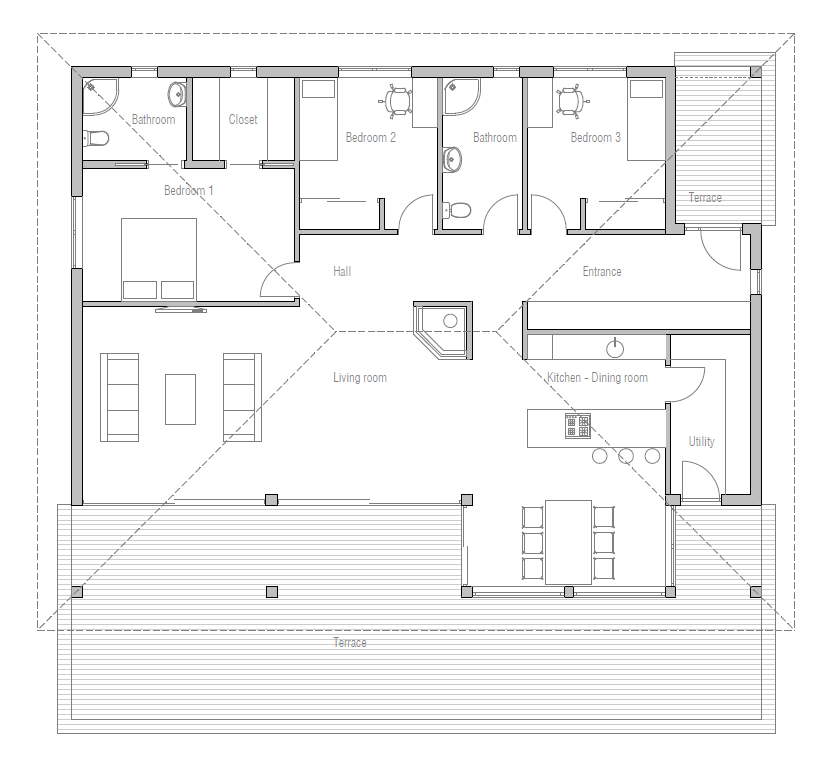 Simple & Affordable Small House Plan CH229 House Plan