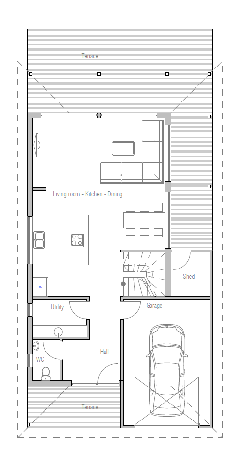 Small House Plan to narrow with three bedrooms. House Plan